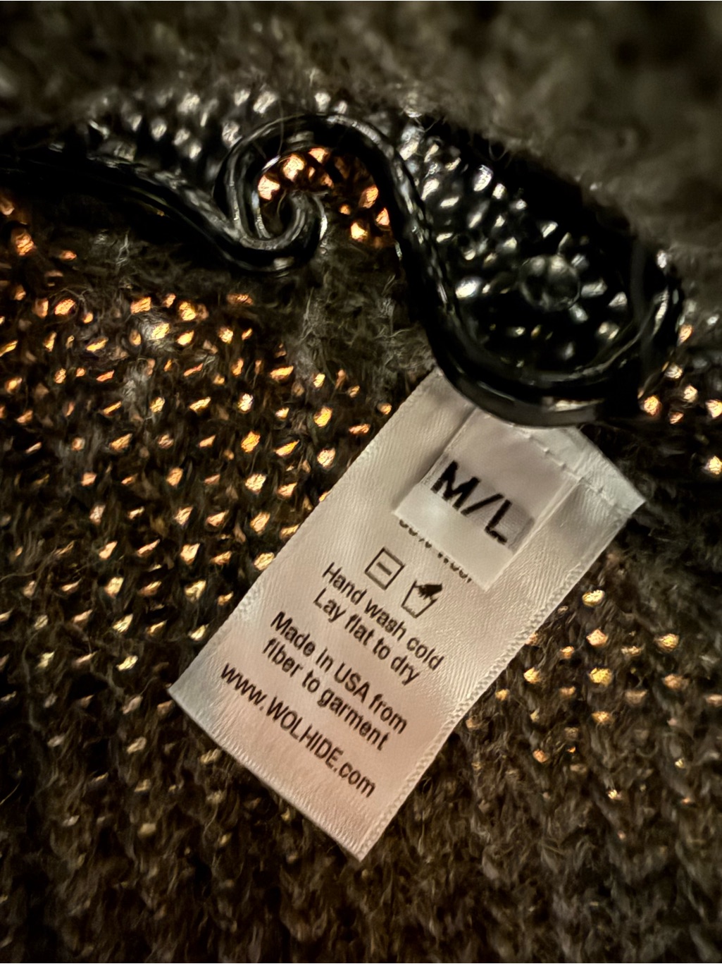 Wol Hide Rib Poncho In Charcoal — image 3 of 8
